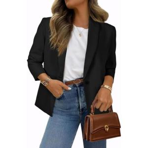 imageHappy Sailed Womens Long Sleeve Blazer Business Casual Open Front Work Office Suit JacketsBlack