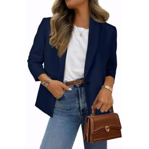 imageHappy Sailed Womens Long Sleeve Blazer Business Casual Open Front Work Office Suit JacketsDark Blue