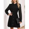 imageHappy Sailed Fall Cocktail Dresses for Women Lace Long Sleeve Button Slim A Line Mini DressBlack