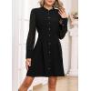 imageHappy Sailed Fall Cocktail Dresses for Women Lace Long Sleeve Button Slim A Line Mini DressBlack