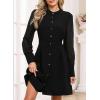 imageHappy Sailed Fall Cocktail Dresses for Women Lace Long Sleeve Button Slim A Line Mini DressBlack