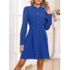 imageHappy Sailed Fall Cocktail Dresses for Women Lace Long Sleeve Button Slim A Line Mini DressBlue