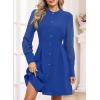 imageHappy Sailed Fall Cocktail Dresses for Women Lace Long Sleeve Button Slim A Line Mini DressBlue