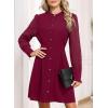 imageHappy Sailed Fall Cocktail Dresses for Women Lace Long Sleeve Button Slim A Line Mini DressBurgundy