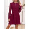 imageHappy Sailed Fall Cocktail Dresses for Women Lace Long Sleeve Button Slim A Line Mini DressBurgundy