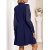 imageHappy Sailed Fall Cocktail Dresses for Women Lace Long Sleeve Button Slim A Line Mini DressDark Blue