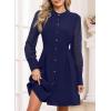imageHappy Sailed Fall Cocktail Dresses for Women Lace Long Sleeve Button Slim A Line Mini DressDark Blue