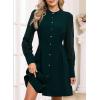imageHappy Sailed Fall Cocktail Dresses for Women Lace Long Sleeve Button Slim A Line Mini DressDark Green