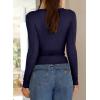 imageHappy Sailed Long Sleeve Shirts for Women Crewneck Exposed Seams Slim Fit Rib Knit Tops Trendy Fall ClothesBlue