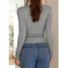 imageHappy Sailed Long Sleeve Shirts for Women Crewneck Exposed Seams Slim Fit Rib Knit Tops Trendy Fall ClothesGrey