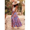 imageHappy Sailed Summer Skirts for Women Floral Print High Waist Flowy Split A Line Boho Maxi Skirt with PocketsBlue