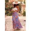imageHappy Sailed Summer Skirts for Women Floral Print High Waist Flowy Split A Line Boho Maxi Skirt with PocketsBlue