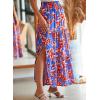 imageHappy Sailed Summer Skirts for Women Floral Print High Waist Flowy Split A Line Boho Maxi Skirt with PocketsBlue