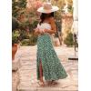 imageHappy Sailed Summer Skirts for Women Floral Print High Waist Flowy Split A Line Boho Maxi Skirt with PocketsDark Green