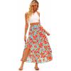 imageHappy Sailed Summer Skirts for Women Floral Print High Waist Flowy Split A Line Boho Maxi Skirt with PocketsGreen
