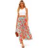 imageHappy Sailed Summer Skirts for Women Floral Print High Waist Flowy Split A Line Boho Maxi Skirt with PocketsGreen