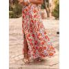 imageHappy Sailed Summer Skirts for Women Floral Print High Waist Flowy Split A Line Boho Maxi Skirt with PocketsOrange