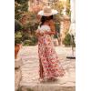 imageHappy Sailed Summer Skirts for Women Floral Print High Waist Flowy Split A Line Boho Maxi Skirt with PocketsOrange