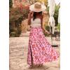 imageHappy Sailed Summer Skirts for Women Floral Print High Waist Flowy Split A Line Boho Maxi Skirt with PocketsPink