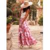 imageHappy Sailed Summer Skirts for Women Floral Print High Waist Flowy Split A Line Boho Maxi Skirt with PocketsPink