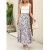 imageHappy Sailed Summer Skirts for Women Floral Print High Waist Flowy Split A Line Boho Maxi Skirt with PocketsPurple