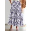 imageHappy Sailed Summer Skirts for Women Floral Print High Waist Flowy Split A Line Boho Maxi Skirt with PocketsSky Blue