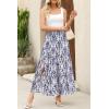 imageHappy Sailed Summer Skirts for Women Floral Print High Waist Flowy Split A Line Boho Maxi Skirt with PocketsSky Blue