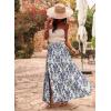 imageHappy Sailed Summer Skirts for Women Floral Print High Waist Flowy Split A Line Boho Maxi Skirt with PocketsSky Blue