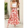 imageHappy Sailed Summer Skirts for Women Floral Print High Waist Flowy Split A Line Boho Maxi Skirt with PocketsWhite