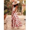 imageHappy Sailed Summer Skirts for Women Floral Print High Waist Flowy Split A Line Boho Maxi Skirt with PocketsWhite