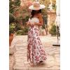 imageHappy Sailed Summer Skirts for Women Floral Print High Waist Flowy Split A Line Boho Maxi Skirt with PocketsWhite