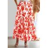 imageHappy Sailed Summer Skirts for Women Floral Print High Waist Flowy Split A Line Boho Maxi Skirt with PocketsWhite