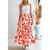 imageHappy Sailed Summer Skirts for Women Floral Print High Waist Flowy Split A Line Boho Maxi Skirt with PocketsWhite