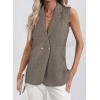 imageHappy Sailed Vest for Women Fall Winter Sleeveless Blazer Cardigans with PocketsBrown