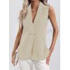 imageHappy Sailed Vest for Women Fall Winter Sleeveless Blazer Cardigans with PocketsKhaki
