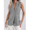 imageHappy Sailed Vest for Women Fall Winter Sleeveless Blazer Cardigans with PocketsWhite