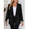 imageHappy Sailed Womens Casual Blazers Plaid Cuff Long Sleeve Double Breasted Open Front Blazer Jackets Work SuitsBlack