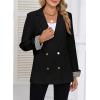 imageHappy Sailed Womens Casual Blazers Plaid Cuff Long Sleeve Double Breasted Open Front Blazer Jackets Work SuitsBlack