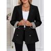 imageHappy Sailed Womens Casual Blazers Plaid Cuff Long Sleeve Double Breasted Open Front Blazer Jackets Work SuitsBlack