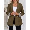imageHappy Sailed Womens Casual Blazers Plaid Cuff Long Sleeve Double Breasted Open Front Blazer Jackets Work SuitsBrown