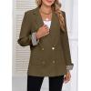 imageHappy Sailed Womens Casual Blazers Plaid Cuff Long Sleeve Double Breasted Open Front Blazer Jackets Work SuitsBrown