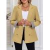 imageHappy Sailed Womens Casual Blazers Plaid Cuff Long Sleeve Double Breasted Open Front Blazer Jackets Work SuitsKhaki