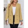 imageHappy Sailed Womens Casual Blazers Plaid Cuff Long Sleeve Double Breasted Open Front Blazer Jackets Work SuitsKhaki