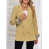 imageHappy Sailed Womens Casual Blazers Plaid Cuff Long Sleeve Double Breasted Open Front Blazer Jackets Work SuitsKhaki