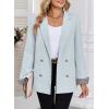 imageHappy Sailed Womens Casual Blazers Plaid Cuff Long Sleeve Double Breasted Open Front Blazer Jackets Work SuitsLight Blue