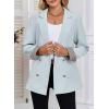 imageHappy Sailed Womens Casual Blazers Plaid Cuff Long Sleeve Double Breasted Open Front Blazer Jackets Work SuitsLight Blue