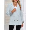 imageHappy Sailed Womens Casual Blazers Plaid Cuff Long Sleeve Double Breasted Open Front Blazer Jackets Work SuitsLight Blue