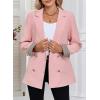 imageHappy Sailed Womens Casual Blazers Plaid Cuff Long Sleeve Double Breasted Open Front Blazer Jackets Work SuitsLight Pink