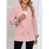 imageHappy Sailed Womens Casual Blazers Plaid Cuff Long Sleeve Double Breasted Open Front Blazer Jackets Work SuitsLight Pink