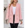 imageHappy Sailed Womens Casual Blazers Plaid Cuff Long Sleeve Double Breasted Open Front Blazer Jackets Work SuitsLight Pink